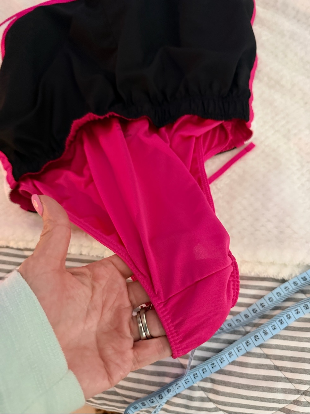 Nike Women’s Black Athletic Shorts with Pink Trim - Picture 3 of 6